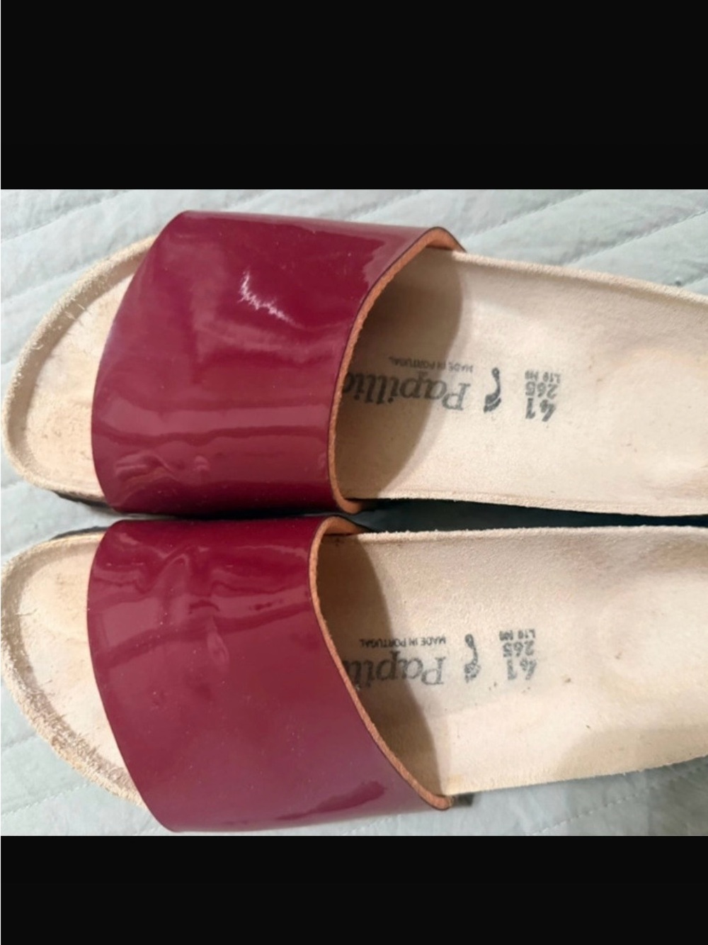 Birkenstock Papillio Women’s Slide Sandals in Burgundy Patent size 9.5